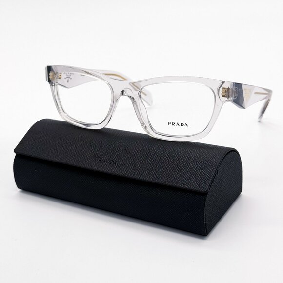 NEW PRADA PRB01V 12R1O1 EYEGLASSES WOMEN TRANSPARENT GRAY EYEWEAR VPR B01 12R1O1 - Picture 1 of 9